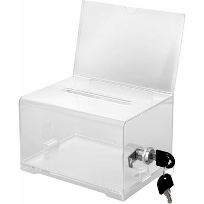 OEM 1 Urne Vote, Fente 10cm, Acrylique, Serrure, Transparente Ou Noire, Bureau École Magasin - Publicité OEM 1 Urne Vote, Fente 10cm, Acrylique, Serrure, Transparente Ou Noire, Bureau École Magasin - Publicité