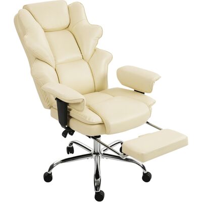 ARRIGONI Chaise De Bureau Avec Repose-pieds Et Appui-tete En Cuir Pu Blanc Creme 76x73x117-125 Cm - Publicité ARRIGONI Chaise De Bureau Avec Repose-pieds Et Appui-tete En Cuir Pu Blanc Creme 76x73x117-125 Cm - Publicité