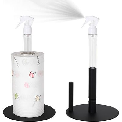 Vision Porte-essuie-tout En Acier Inoxydable Avec Flacon Pulvérisateur Intégré, Idéal Pour Une Utilisation Sur Le Comptoir, Avec Base Lestée Antidérapante (noir). Publicité Vision Porte-essuie-tout En Acier Inoxydable Avec Flacon Pulvérisateur Intégré, Idéal Pour Une Utilisation Sur Le Comptoir, Avec Base Lestée Antidérapante (noir). Publicité