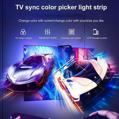FLAMMKRAFT Bande Lumineuse Led Rgb Phantom Synchronisée Avec La Télévision, Contrôle À Distance Via Application Mobile C - Publicité FLAMMKRAFT Bande Lumineuse Led Rgb Phantom Synchronisée Avec La Télévision, Contrôle À Distance Via Application Mobile C - Publicité
