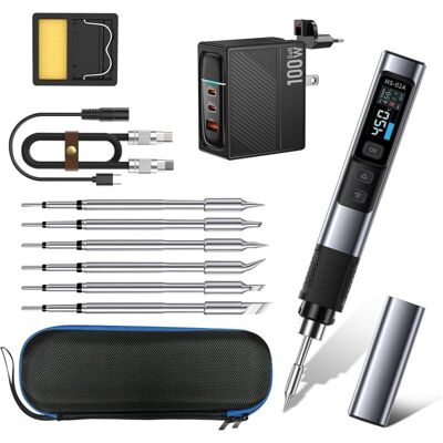 ACKERMAN Hs-02a Kit De Fer À Souder Portable 100 W, Mini Fer À Souder Numérique Intelligent, Outil De Stylo À Souder Dc/pd Avec 6 Pointes À Souder, Chauffage Rapide 100-450 °c - Publicité ACKERMAN Hs-02a Kit De Fer À Souder Portable 100 W, Mini Fer À Souder Numérique Intelligent, Outil De Stylo À Souder Dc/pd Avec 6 Pointes À Souder, Chauffage Rapide 100-450 °c - Publicité