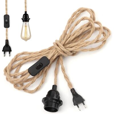 Vision Tigrezy Lustre Câble De Corde De Chanvre 4.5m Lustre Diy Lustre Lustre Industriel Douille Fil Vintage (ampoule Non Incluse) - Publicité Vision Tigrezy Lustre Câble De Corde De Chanvre 4.5m Lustre Diy Lustre Lustre Industriel Douille Fil Vintage (ampoule Non Incluse) - Publicité