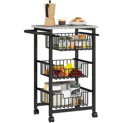 BRINSEA Chariot De Cuisine À 3 Niveaux Sur Roulettes, Chariot De Service Roulant, Chariot De Cuisine Avec 3 Paniers En Acier, Chariot De Service - Publicité BRINSEA Chariot De Cuisine À 3 Niveaux Sur Roulettes, Chariot De Service Roulant, Chariot De Cuisine Avec 3 Paniers En Acier, Chariot De Service - Publicité