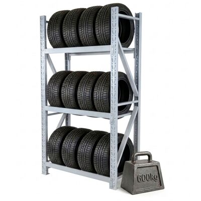 Étagère Relaxdays Pour 12 Pneus, H X L X P 180 X 120 X 50 Cm, 600 Kg, Acier, Système D'Emboîtement, Argent - Publicité Étagère Relaxdays Pour 12 Pneus, H X L X P 180 X 120 X 50 Cm, 600 Kg, Acier, Système D'Emboîtement, Argent - Publicité