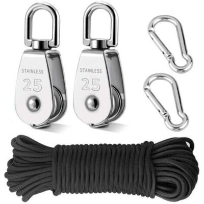 BRINSEA Système De Poulie De Grue M25 En 2 Pièces, Système De Poulie Robuste Pour Le Levage D'Un Seul Palan Avec Crochet Pivotant En Acier Inoxydable 304 Avec 20 M (6 Mm) De Corde De Poulie En Nylon Et 2 Mous - Publicité BRINSEA Système De Poulie De Grue M25 En 2 Pièces, Système De Poulie Robuste Pour Le Levage D'Un Seul Palan Avec Crochet Pivotant En Acier Inoxydable 304 Avec 20 M (6 Mm) De Corde De Poulie En Nylon Et 2 Mous - Publicité