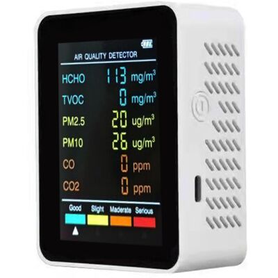 PELTOR Jeffergarden Moniteur De Qualité De L'Air Intérieur 6 En 1, Testeur De Co2, Moniteur De Dioxyde De Carbone Pm2,5, Testeur De Co2 Pm10, Tvoc, Hcho, Et Co Pour La Maison - Publicité PELTOR Jeffergarden Moniteur De Qualité De L'Air Intérieur 6 En 1, Testeur De Co2, Moniteur De Dioxyde De Carbone Pm2,5, Testeur De Co2 Pm10, Tvoc, Hcho, Et Co Pour La Maison - Publicité