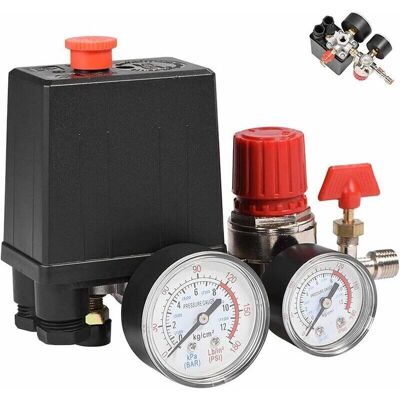 OEM Pressostat Pour Compresseur D'Air Monophasé 90-120 Psi – 4 Ports Avec Jauge – Débit 3000 L/min – Valve De Sécurité Incluse - 90-120psi - Publicité OEM Pressostat Pour Compresseur D'Air Monophasé 90-120 Psi – 4 Ports Avec Jauge – Débit 3000 L/min – Valve De Sécurité Incluse - 90-120psi - Publicité
