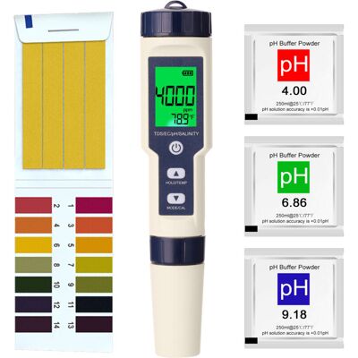 PELTOR Jeffergarden Testeur Multifonctions Professionnel 5 En 1 Pour L'Eau : Ph, Conductivité Électrique, Tds, Salinité Et Température - Publicité PELTOR Jeffergarden Testeur Multifonctions Professionnel 5 En 1 Pour L'Eau : Ph, Conductivité Électrique, Tds, Salinité Et Température - Publicité