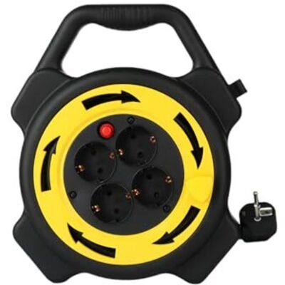 Scotch Rallonge De 10 M Avec 4 Prises Schuko, Enrouleur De Câble 3000 W, 16 A, Protection Contre Les Surcharges Et La Surchauffe, Câble H05vv-f De 1,5 Mm², Avec Interrupteurs, Portable, Noire Et Jaune - Publicité Scotch Rallonge De 10 M Avec 4 Prises Schuko, Enrouleur De Câble 3000 W, 16 A, Protection Contre Les Surcharges Et La Surchauffe, Câble H05vv-f De 1,5 Mm², Avec Interrupteurs, Portable, Noire Et Jaune - Publicité