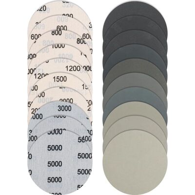 Vision Lot De 36 Disques Abrasifs Ronds Auto-agrippants De 125 Mm, Grain 320, 600, 800, 1000, 1200, 1500, 2000, 3000, 4000, 5000, Pour Le Polissage Du Bois, Du Métal Et De L'Automobile. Publicité Vision Lot De 36 Disques Abrasifs Ronds Auto-agrippants De 125 Mm, Grain 320, 600, 800, 1000, 1200, 1500, 2000, 3000, 4000, 5000, Pour Le Polissage Du Bois, Du Métal Et De L'Automobile. Publicité