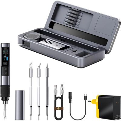 ACKERMAN Hs-02a Kit De Fer À Souder Portable 100 W, Mini-fer À Souder Numérique Intelligent Fer À Souder Dc/pd Pour Réparations Électroniques Chauffage Rapide De 100 À 450 °c (3 Pointes De Fer À Souder) - Publicité ACKERMAN Hs-02a Kit De Fer À Souder Portable 100 W, Mini-fer À Souder Numérique Intelligent Fer À Souder Dc/pd Pour Réparations Électroniques Chauffage Rapide De 100 À 450 °c (3 Pointes De Fer À Souder) - Publicité
