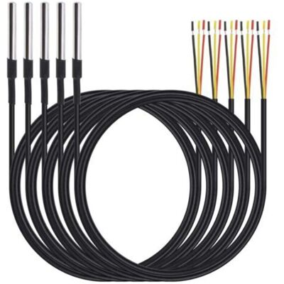 Vision Ensemble De 5 Sondes Étanches En Acier Inoxydable Avec Capteur De Température Numérique Et Câble De 1 M, Mesurant De -55 °c À +125 °c - Publicité Vision Ensemble De 5 Sondes Étanches En Acier Inoxydable Avec Capteur De Température Numérique Et Câble De 1 M, Mesurant De -55 °c À +125 °c - Publicité