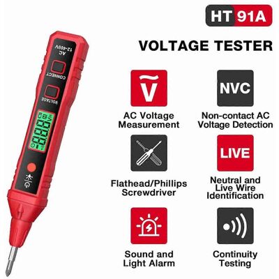 FLAMMKRAFT Habotest Ht91a Testeur De Tension Alternative Sans Contact Détecteur De Tension Numérique Stylo Testeur Électrique Ca 12-400 V E - Publicité FLAMMKRAFT Habotest Ht91a Testeur De Tension Alternative Sans Contact Détecteur De Tension Numérique Stylo Testeur Électrique Ca 12-400 V E - Publicité