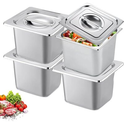 SANS MARQUE Lot De 4 Bacs Gastro Inox Gn 1/6 – Hauteur 15 Cm – Bac Inox Alimentaire Avec Couvercle, Bac Gastro Pour Stockage Alimentaire Professionnel - Publicité SANS MARQUE Lot De 4 Bacs Gastro Inox Gn 1/6 – Hauteur 15 Cm – Bac Inox Alimentaire Avec Couvercle, Bac Gastro Pour Stockage Alimentaire Professionnel - Publicité