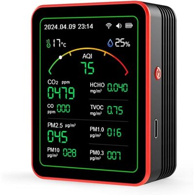 OEM Moniteur De Qualité De L’air Intérieur, Testeur De Qualité De L’air Intelligent 15en-1 Avec Pm, Co2, Co, Tvoc, Hcho, Pm, Aqi, Température Et Humidité, Minuterie, Affichage En Temps Réel, Alimenté Par - Publicité OEM Moniteur De Qualité De L’air Intérieur, Testeur De Qualité De L’air Intelligent 15en-1 Avec Pm, Co2, Co, Tvoc, Hcho, Pm, Aqi, Température Et Humidité, Minuterie, Affichage En Temps Réel, Alimenté Par - Publicité