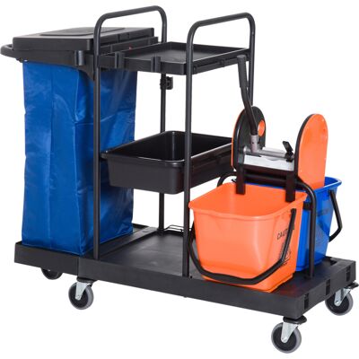 ACKERMAN Chariot De Nettoyage, Chariot Avec 4 Roulettes, Chariot Système Pour Nettoyage Professionnel, Noir/bleu/orange, 111x63,3x103cm - Publicité ACKERMAN Chariot De Nettoyage, Chariot Avec 4 Roulettes, Chariot Système Pour Nettoyage Professionnel, Noir/bleu/orange, 111x63,3x103cm - Publicité