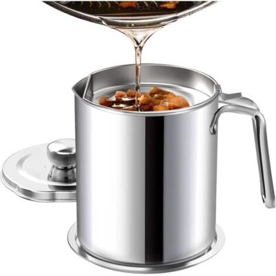 ABYSSE Oil Pot De Graisse Pour Bidon De Stockage En Acier Inoxydable Avec Bidon De 2 Litres En Couvercle Anti-poussière Pour Tamis À Mailles Fines Plaque Antidérapante Stockage D'Huile De Friture - Publicité ABYSSE Oil Pot De Graisse Pour Bidon De Stockage En Acier Inoxydable Avec Bidon De 2 Litres En Couvercle Anti-poussière Pour Tamis À Mailles Fines Plaque Antidérapante Stockage D'Huile De Friture - Publicité