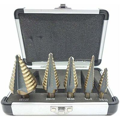 BRINSEA 5 Pcs Foret Fraise Meche Etage, Foret Étagé, Avec Boîtier En Aluminium Professionnel, Tige Hexagonale, Avec Tampon De Centrage Automatique, Perçage Précis Dans L'Acier, Le Métal - Publicité BRINSEA 5 Pcs Foret Fraise Meche Etage, Foret Étagé, Avec Boîtier En Aluminium Professionnel, Tige Hexagonale, Avec Tampon De Centrage Automatique, Perçage Précis Dans L'Acier, Le Métal - Publicité
