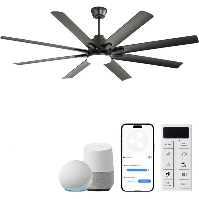 ACKERMAN Grand Ventilateur De Plafond Intelligent 66 Pouces, Modèle À 8 Pales Avec Éclairage Led Variateur, Télécommande Et Moteur Dc À 6 Niveaux (réversible), Style Industriel Moderne - Publicité ACKERMAN Grand Ventilateur De Plafond Intelligent 66 Pouces, Modèle À 8 Pales Avec Éclairage Led Variateur, Télécommande Et Moteur Dc À 6 Niveaux (réversible), Style Industriel Moderne - Publicité