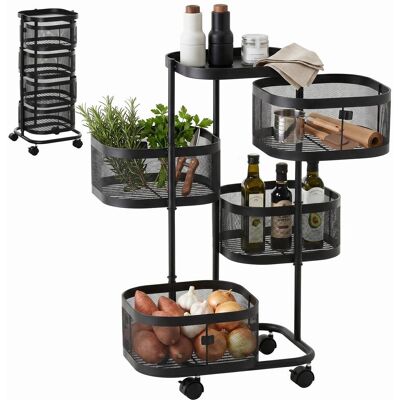 OEM Chariot De Service Rotatif À 4 Niveaux Avec Roulettes, Panier Métallique, Plateau Supérieur, 33 X 33 X 77 Cm, Noir - Publicité OEM Chariot De Service Rotatif À 4 Niveaux Avec Roulettes, Panier Métallique, Plateau Supérieur, 33 X 33 X 77 Cm, Noir - Publicité