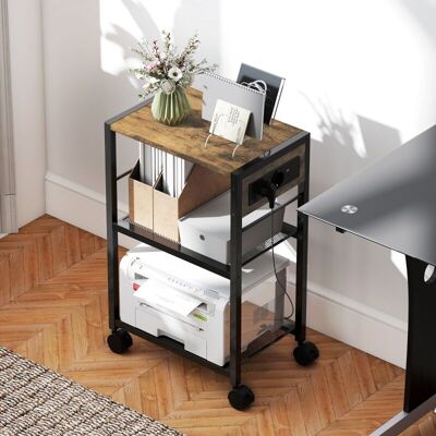 PELTOR Support D’imprimante, Chariot D'Imprimante À 3 Niveaux, Support D'Imprimante Avec Station De Charge, Pour Bureau À Domicile, Marron Rustique Et Noir - Publicité PELTOR Support D’imprimante, Chariot D'Imprimante À 3 Niveaux, Support D'Imprimante Avec Station De Charge, Pour Bureau À Domicile, Marron Rustique Et Noir - Publicité