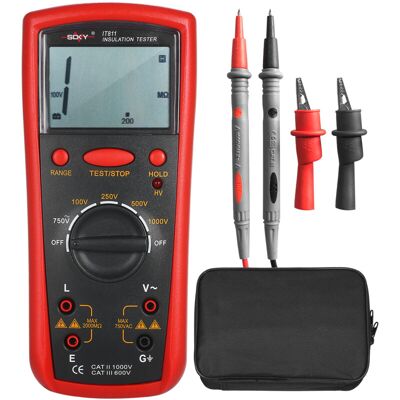 MOXIE Sjlerst Testeur D'Isolement Numérique Portable 0,1 Mω-2000 Mω, Sélection Automatique De La Gamme, Haute Précision, Écran Lcd - Publicité MOXIE Sjlerst Testeur D'Isolement Numérique Portable 0,1 Mω-2000 Mω, Sélection Automatique De La Gamme, Haute Précision, Écran Lcd - Publicité