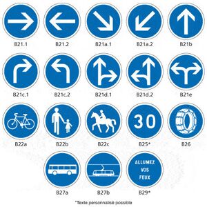 Signaletique.biz France - Panneaux Signaux D'Obligation - Type B (b21p) - B21c.2 - Diamètre 850 Mm - Publicité Signaletique.biz France - Panneaux Signaux D'Obligation - Type B (b21p) - B21c.2 - Diamètre 850 Mm - Publicité