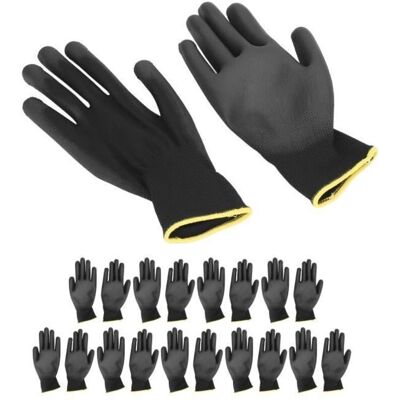 SANS MARQUE (noir)gants De Travail 10 Paires - Nylon Tricoté - Revêtement Pu - Antistatiques - Publicité SANS MARQUE (noir)gants De Travail 10 Paires - Nylon Tricoté - Revêtement Pu - Antistatiques - Publicité