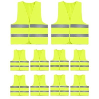 OEM Lot De 10 Gilets Jaunes De Sécurité Réfléchissants Haute Visibilité, Gilet Jaune Adulte Et Enfant, G/ilet Jaune Voiture, Gilet Réfléchissant Fluorescent Pour Vélo, Chantier - Publicité OEM Lot De 10 Gilets Jaunes De Sécurité Réfléchissants Haute Visibilité, Gilet Jaune Adulte Et Enfant, G/ilet Jaune Voiture, Gilet Réfléchissant Fluorescent Pour Vélo, Chantier - Publicité