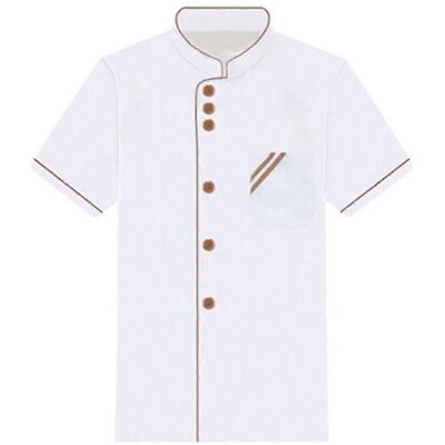YUDO Veste De Chef Unisexe À Manches Courtes Ou Longues, Uniforme De Travail Pour Le Service De Cuisine En Hôtellerie-restauration.-l Short Sleeve-white And Coffee - Publicité YUDO Veste De Chef Unisexe À Manches Courtes Ou Longues, Uniforme De Travail Pour Le Service De Cuisine En Hôtellerie-restauration.-l Short Sleeve-white And Coffee - Publicité