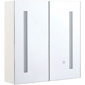Beliani - Armoire de Toilette Murale avec Miroir Lumineux led 60 x 60 cm Meuble de Rangement Pratique pour Salle de Bain au Style Moderne et - Publicité Beliani - Armoire de Toilette Murale avec Miroir Lumineux led 60 x 60 cm Meuble de Rangement Pratique pour Salle de Bain au Style Moderne et - Publicité