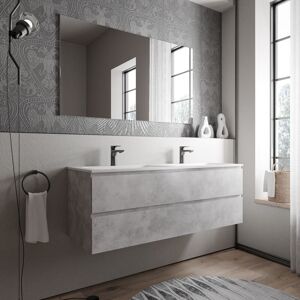 Bernstein - Grand Meuble Vasque De Salle De Bain Mdf Aspect Béton Avec Lavabo Fonte Minérale Blanc Mat - 140x45,6x50cm - Ava Bruxelles - Béton, Blanc Mat Avec Trou Pour Robinetterie - Publicité Bernstein - Grand Meuble Vasque De Salle De Bain Mdf Aspect Béton Avec Lavabo Fonte Minérale Blanc Mat - 140x45,6x50cm - Ava Bruxelles - Béton, Blanc Mat Avec Trou Pour Robinetterie - Publicité
