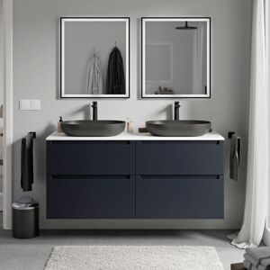 Meuble Sous Vasque Suspendu Salle De Bain Mdf Bleu Nuit Mat, Plan Vasque Blanc Mat, Tiroirs Passe-main Pivotants - 120x46x62cm - Vireo Blanc Mat, Bleu Nuit Mat - Bernstein - Publicité Meuble Sous Vasque Suspendu Salle De Bain Mdf Bleu Nuit Mat, Plan Vasque Blanc Mat, Tiroirs Passe-main Pivotants - 120x46x62cm - Vireo Blanc Mat, Bleu Nuit Mat - Bernstein - Publicité