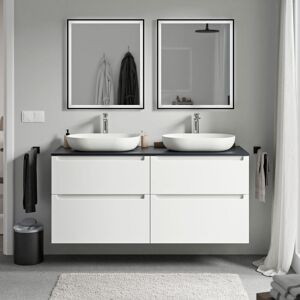 Bernstein - Meuble Sous Vasque Suspendu Salle De Bain Mdf Blanc Mat, Plan Vasque Bleu Nuit Mat, Tiroirs Passe-main Pivotants - 140x46x62cm - Vireo Blanc Mat, Bleu Nuit Mat - Publicité Bernstein - Meuble Sous Vasque Suspendu Salle De Bain Mdf Blanc Mat, Plan Vasque Bleu Nuit Mat, Tiroirs Passe-main Pivotants - 140x46x62cm - Vireo Blanc Mat, Bleu Nuit Mat - Publicité