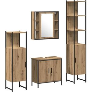 Ensemble De Mobilier De Salle De Bain Avec Étagère 4 Pcs Marron Vidaxl - Publicité Ensemble De Mobilier De Salle De Bain Avec Étagère 4 Pcs Marron Vidaxl - Publicité