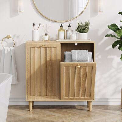 ACKERMAN Panier À Linge Incliné Avec Panier Intérieur Amovible, Meuble De Rangement Pour Linge De Salle De Bain, Panier À Linge Dissimulé, Étagère Ménagère Autonome, Couleur Bois De Chêne - Publicité ACKERMAN Panier À Linge Incliné Avec Panier Intérieur Amovible, Meuble De Rangement Pour Linge De Salle De Bain, Panier À Linge Dissimulé, Étagère Ménagère Autonome, Couleur Bois De Chêne - Publicité