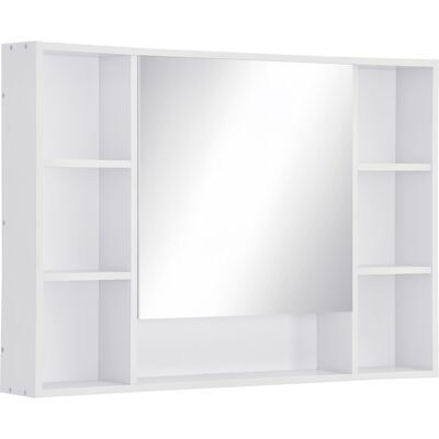 Generic Armoire Murale Salle De Bain Avec Miroir, Meuble Salle De Bain, 7 Étagères Ouvertes Et Placard,100 X 15 X 70 Cm, Blanc - Publicité Generic Armoire Murale Salle De Bain Avec Miroir, Meuble Salle De Bain, 7 Étagères Ouvertes Et Placard,100 X 15 X 70 Cm, Blanc - Publicité