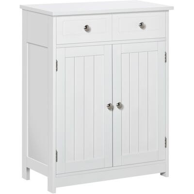 ARRIGONI Meuble De Salle De Bain Meuble De Rangement 2 Tiroirs Placard Double Porte Et Étagère Réglable 60 X 30 X 75 Cm Blanc - Publicité ARRIGONI Meuble De Salle De Bain Meuble De Rangement 2 Tiroirs Placard Double Porte Et Étagère Réglable 60 X 30 X 75 Cm Blanc - Publicité