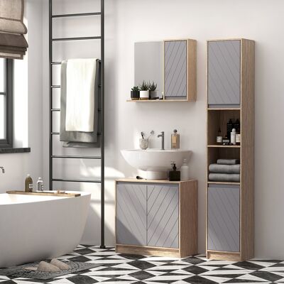 OEM Meuble Salle De Bain Sous Lavabo - Meuble Sous-vasque - Placard 2 Portes Avec Étagère - Dim. 60l X 30l X 59,8h Cm - Panneaux Particules Chêne Clair Gris - Publicité OEM Meuble Salle De Bain Sous Lavabo - Meuble Sous-vasque - Placard 2 Portes Avec Étagère - Dim. 60l X 30l X 59,8h Cm - Panneaux Particules Chêne Clair Gris - Publicité