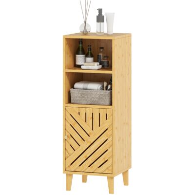 HEAT Meuble De Salle De Bain, Unité De Rangement Avec 1 Compartiment Fermé Et 2 Compartiments Ouverts, 32 X 30 X 90 Cm, Aspect Bois. Publicité HEAT Meuble De Salle De Bain, Unité De Rangement Avec 1 Compartiment Fermé Et 2 Compartiments Ouverts, 32 X 30 X 90 Cm, Aspect Bois. Publicité