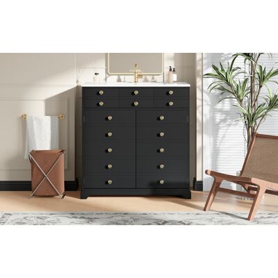 ARRIGONI Meuble De Salle De Bain Noir Et Doré, Meuble Sous-vasque Avec Vasque En Céramique, Meuble De Salle De Bain Avec Tiroirs Et Armoire, Meuble Moderne Pour Salle De Bain - Publicité ARRIGONI Meuble De Salle De Bain Noir Et Doré, Meuble Sous-vasque Avec Vasque En Céramique, Meuble De Salle De Bain Avec Tiroirs Et Armoire, Meuble Moderne Pour Salle De Bain - Publicité