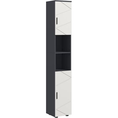 ARRIGONI Colonne De Salle De Bain En Agglomere Avec 2 Etageres Ouvertes Et 2 Armoires 30x30x183 Cm Gris - Publicité ARRIGONI Colonne De Salle De Bain En Agglomere Avec 2 Etageres Ouvertes Et 2 Armoires 30x30x183 Cm Gris - Publicité