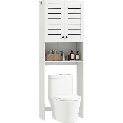 Generic Meuble Wc Dessus De Toilette/machine À Laver Avec Placard À Porte Double, Portes À Persiennes, 67x31,5x190cm, Blanc - Publicité Generic Meuble Wc Dessus De Toilette/machine À Laver Avec Placard À Porte Double, Portes À Persiennes, 67x31,5x190cm, Blanc - Publicité