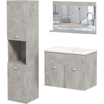 HEAT Ensemble De Meubles De Salle De Bain 4 Pièces À Fixer Au Mur, Comprenant Un Miroir, Un Meuble-lavabo, Un Lavabo Et Une Armoire Haute, Gris. Publicité HEAT Ensemble De Meubles De Salle De Bain 4 Pièces À Fixer Au Mur, Comprenant Un Miroir, Un Meuble-lavabo, Un Lavabo Et Une Armoire Haute, Gris. Publicité