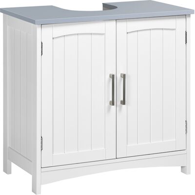 OEM Meuble Sous Lavabo Salle De Bain Avec 2 Portes Et Étagères Réglables, Blanc - Publicité OEM Meuble Sous Lavabo Salle De Bain Avec 2 Portes Et Étagères Réglables, Blanc - Publicité