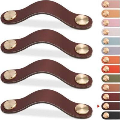 SANS MARQUE 4pcs Poignée Meuble Cuir, Bouton Porte Placard Poignee Cuir Bouton De Tiroir, Poignee De Meuble Vintage Pour Armoires, Commode, Cuisine, Salle De Bain (brun Foncé, 96mm) - Publicité SANS MARQUE 4pcs Poignée Meuble Cuir, Bouton Porte Placard Poignee Cuir Bouton De Tiroir, Poignee De Meuble Vintage Pour Armoires, Commode, Cuisine, Salle De Bain (brun Foncé, 96mm) - Publicité