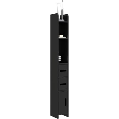 ARRIGONI Meuble Colonne De Salle De Bain Armoire Toilette Haute Avec Étagères Et Placards - 15 X 17 X 120 Cm Noir - Publicité ARRIGONI Meuble Colonne De Salle De Bain Armoire Toilette Haute Avec Étagères Et Placards - 15 X 17 X 120 Cm Noir - Publicité