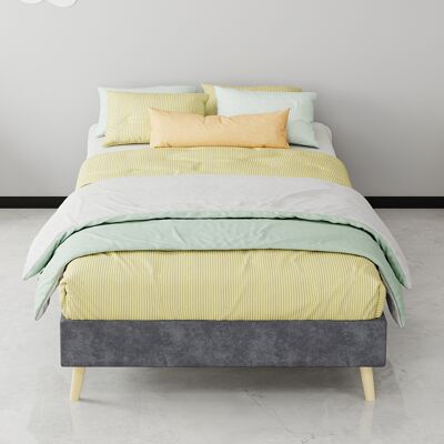 ACKERMAN Modern Minimalist Bed Frame, 90x200 Cm, Grey, Dutch Velvet Fabric, Low-profile Base, Modern Style Bedroom Furniture. Excludes Gas Lift, Headboard, And Mattress. Publicité ACKERMAN Modern Minimalist Bed Frame, 90x200 Cm, Grey, Dutch Velvet Fabric, Low-profile Base, Modern Style Bedroom Furniture. Excludes Gas Lift, Headboard, And Mattress. Publicité