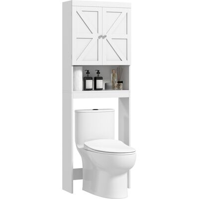Generic Armoire De Rangement Dessus Des Toilettes, Meuble De Salle De Bain Placard 2 Portes Étagère 58,5l X 23l X 170h Cm Blanc - Publicité Generic Armoire De Rangement Dessus Des Toilettes, Meuble De Salle De Bain Placard 2 Portes Étagère 58,5l X 23l X 170h Cm Blanc - Publicité