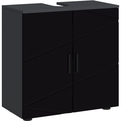 ARRIGONI Meuble Sous Lavabo Salle De Bain En Bois Avec 2 Portes 60x30x60 Cm Noir - Publicité ARRIGONI Meuble Sous Lavabo Salle De Bain En Bois Avec 2 Portes 60x30x60 Cm Noir - Publicité